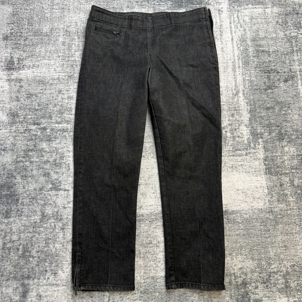 Talbots‎ Jeans Womens 12/31 Charcoal Classic Side Zip Skinny Capri Stretch Denim